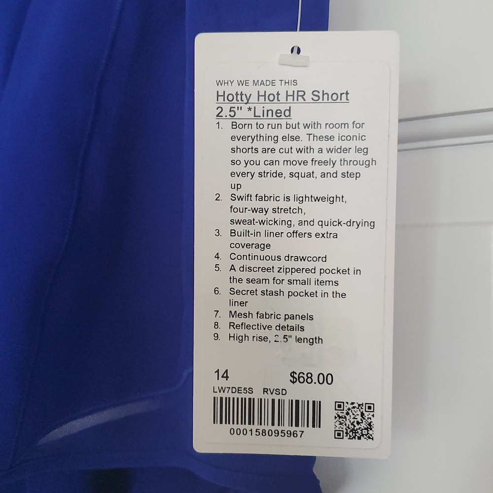 NWT Lululemon Hotty Hot HR 2.5 Riverside Women's Sz 14 Shorts - Picture 2 of 3